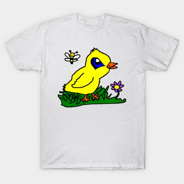 Yellow Chick and Bumble Bee 2 T-Shirt by longford